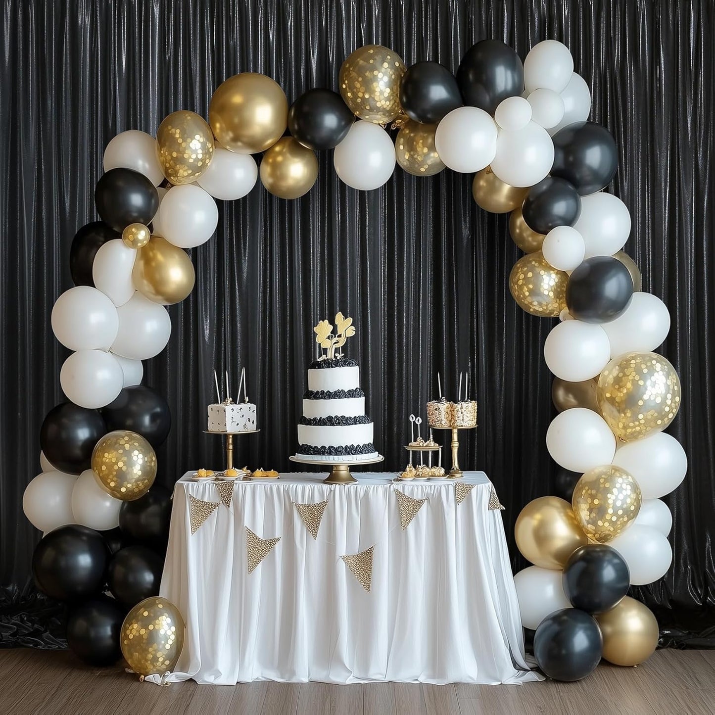 30ftx10ft Black Sequin Backdrop Curtain for Parties, Wrinkle Free Glitter Photo Backdrop Drapes 6 Panels 5x10FT Back Drop Cloth Shimmer Fabric for Wedding Birthday Photography Background