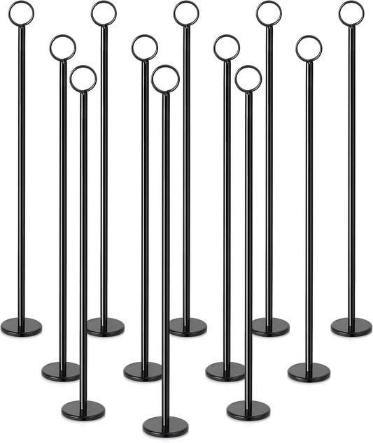 New Star Foodservice 27730 Ring-Clip Table Number Holder/Number Stand/Place Card Holder, 18-Inch, Set of 12, Black Finish