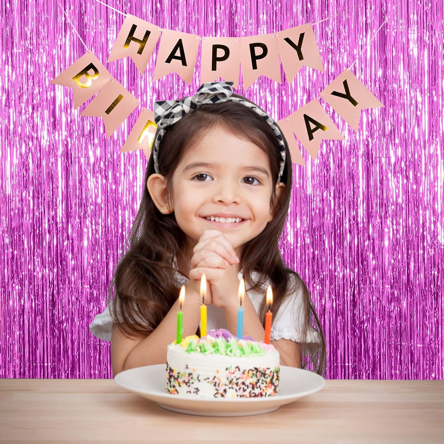 5 Pack Foil Curtain Backdrop Metallic Tinsel Foil Fringe Curtains Photo Booth Props for Birthday Wedding Engagement Baby Shower Bachelorette Christmas Holiday Celebration Party Decorations