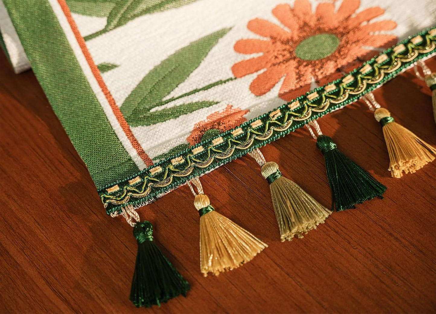 13×72 Inch Table Runner, Retro-Luxury Tassels Series for Kitchen Dining Table Holiday Decoration (Daisy)