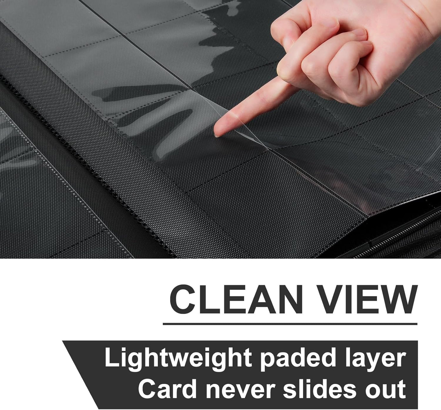 Premium Card Binder 16 Pocket, GEAoffice PU Cover Trading Card binder for 1000+ Cards, Sturdy Card Collection Album, Card Holder Folders for YuGiOh, MTG, TCG, Game Cards & Sports Cards, Black