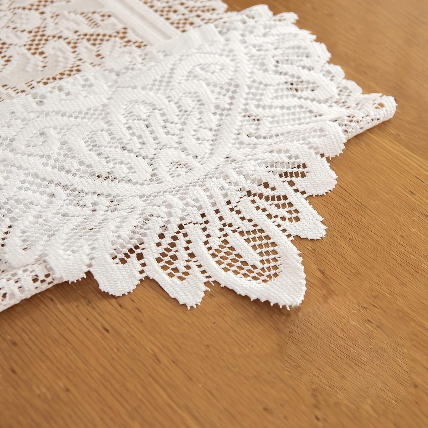 Tinsow 2 Pack Cotton Crochet Lace Rectangular Table Runner Dresser Scarf Doilies (White Style, 13" X 71")