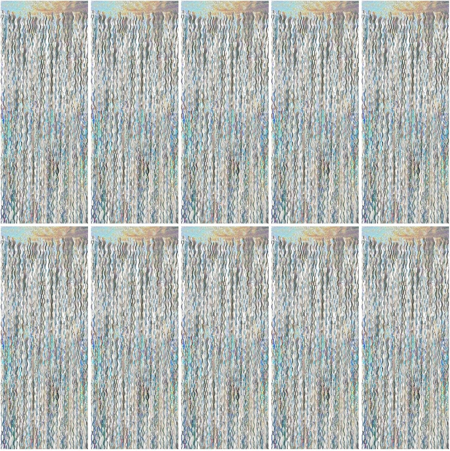 Tinsel Foil Fringe Curtains Wavy Backdrop for Parties Sparkle Metallic Wavy Foil Fringe Backdrop Curtain for Party Decorations Photo Booth Props for Birthday Graduation Wedding