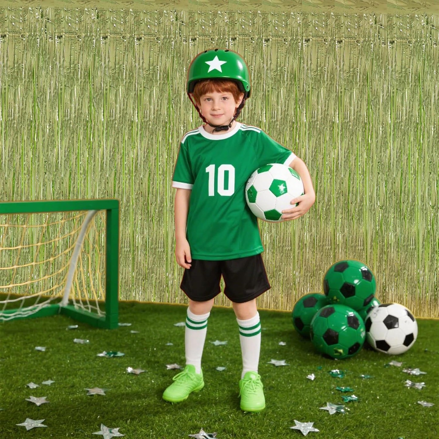 TONIFUL 3Pcs Light Green Door Streamers,Green Photo Booth Backdrop,Metallic Streamers Green Foil Fringe Curtains for Birthday,Christmas,New Year,St. Patrick's Day Party Streamers Decor