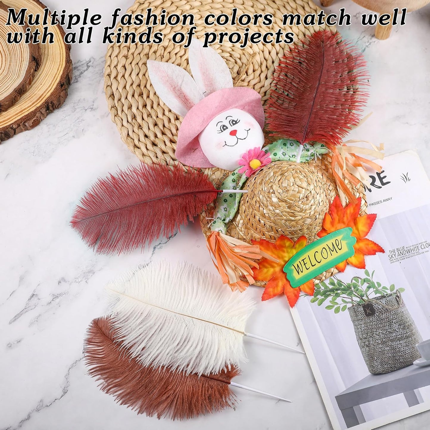 SOGUGOM Burgundy Craft Ostrich Feathers - 30PCS 8-10 inch Ostrich Feathers Kit for Centerpieces, Kindergarten Crafts, Dream Catchers and DIY Projects(Wine Red)