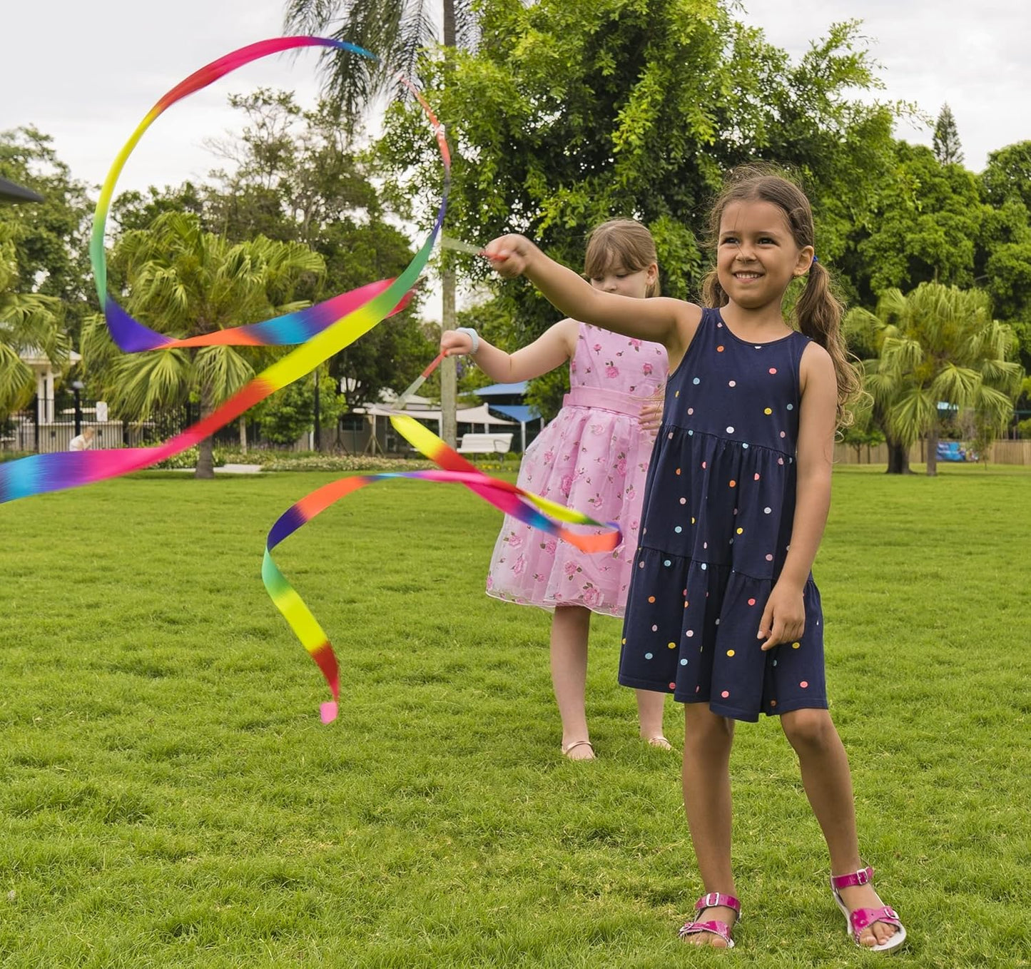 20 Pack Ribbon Dancing Wands Party Favors for Kids, Rainbow Birthday Decorations, Princess Party Supplies, Girls Party Games, Gymnastics Goody Bag Stuffers (Rainbow)