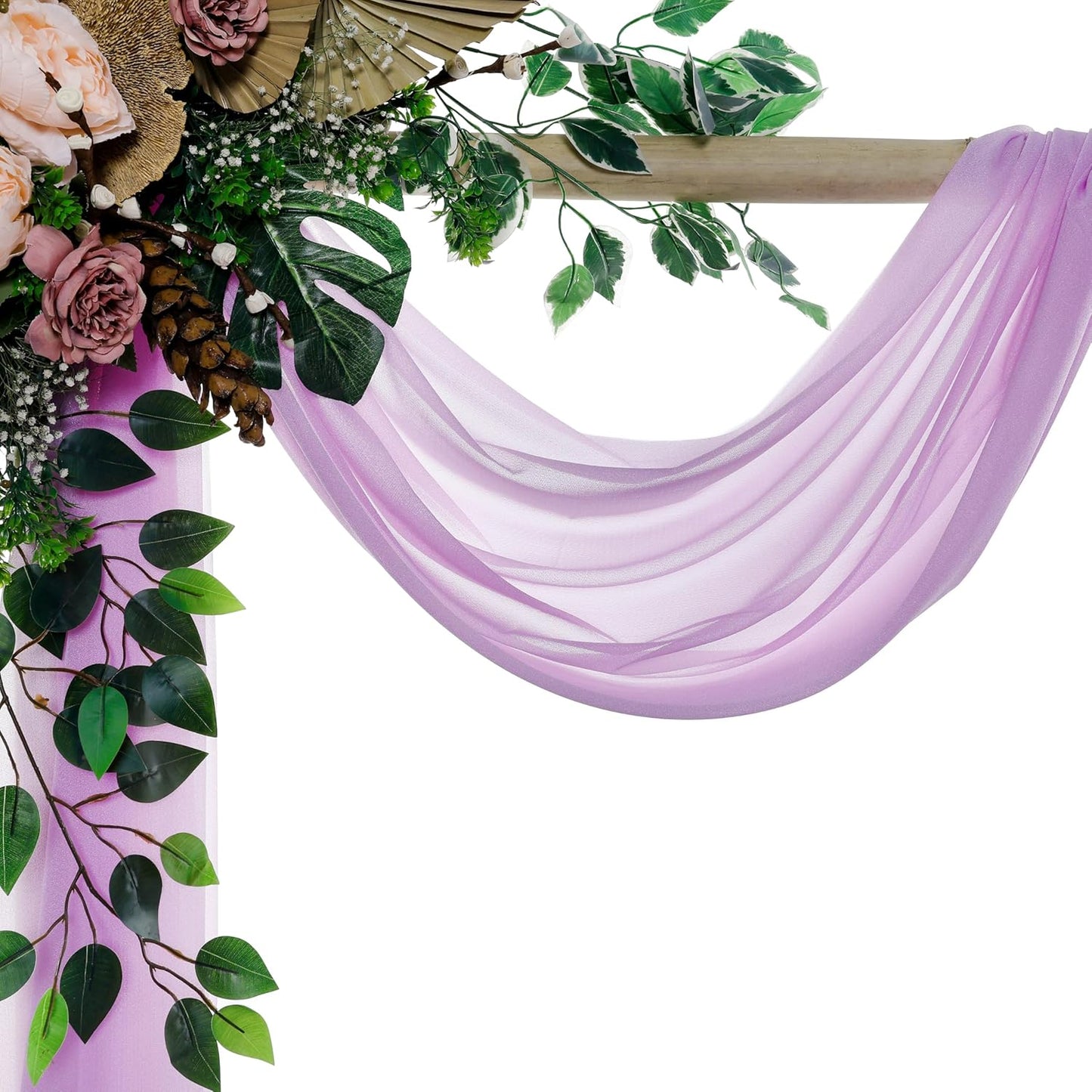 VDS Pack of 2 Panel (30 Inch X 50 Feet) Wedding Arch Draping Fabric Sheer Chiffon Fabric Drapery for Wedding Ceremony Reception Swag Backdrop Canopy Chuppah ARBO Altars Decoration (Orchid)