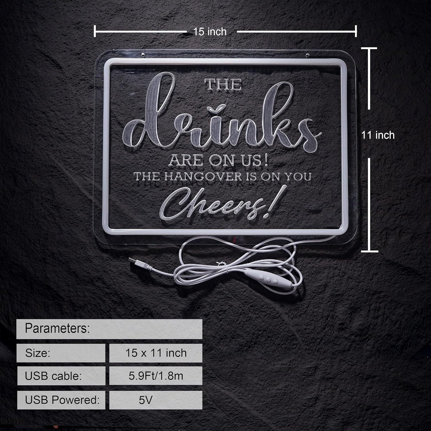 Bar Neon Sign The Drinks Are On Us LED Signs The HanGover is On You Cheers Neon Light Gifts for Wedding Party Bars Pubs Neon Signs Decorations