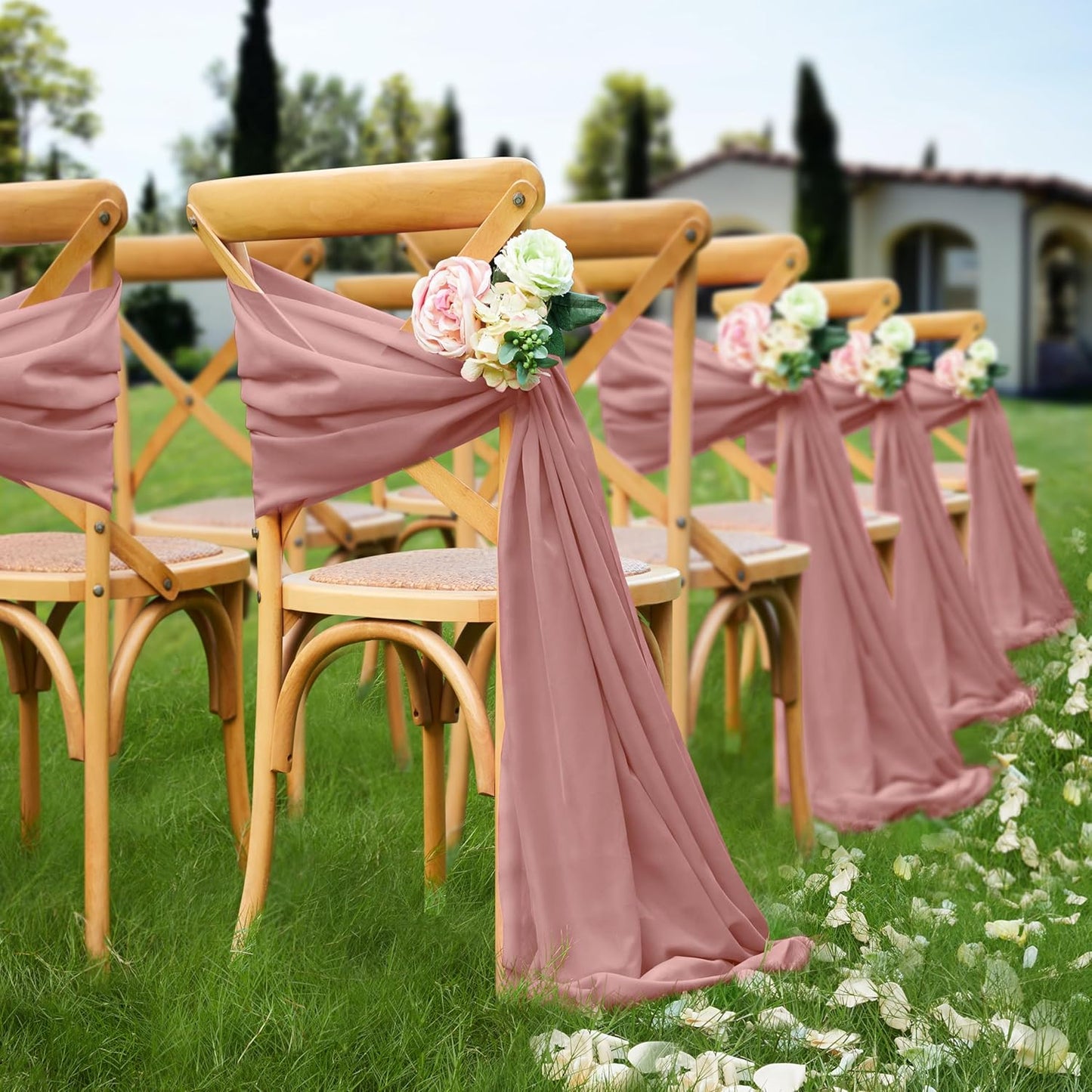 VACVELT Wedding Arch Draping Fabric Dusty Rose Chiffon, 1 Panel Sheer Drapes 30 Inch x 20ft Chiffon Backdrop Curtain Decor, Outdoor Sheer Drapery for Ceremony Party Ceiling