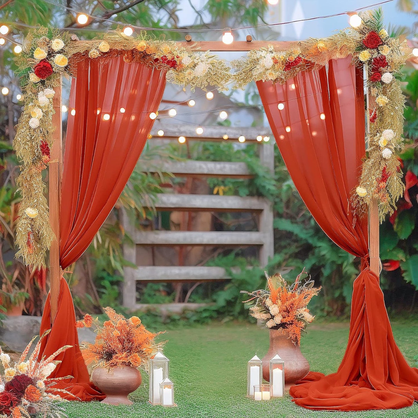 Arch Drapes for Wedding Arch Draping Fabric Terracotta Sheer Backdrop Curtain for Ceremony Bridal Party Decor 19Ft Length x 28" Width 2 Panel