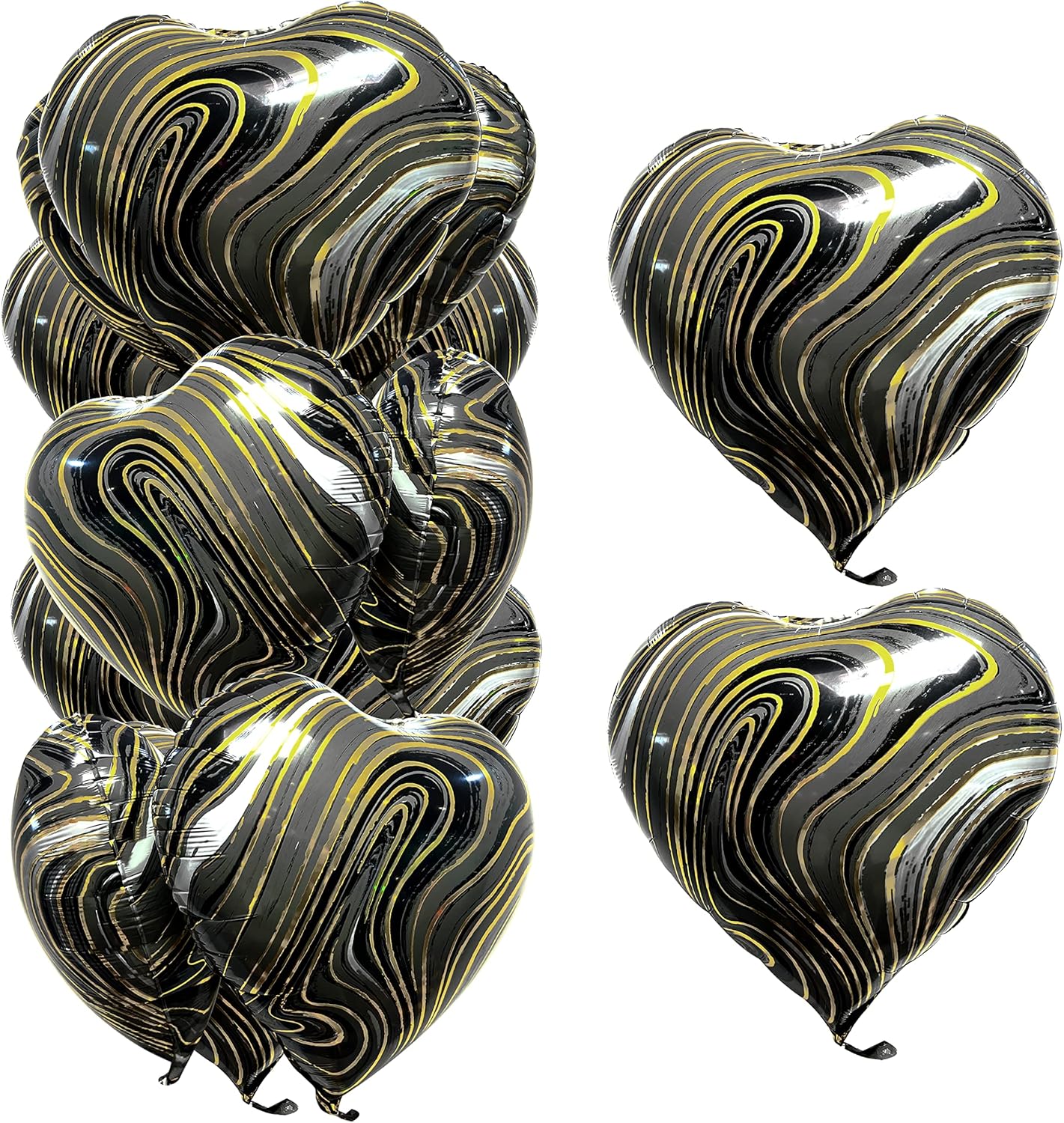 Jonhamwelbor 20Pcs 18 inch Marble Black Foil Mylar Heart Shape Balloons Decorations Valentines Birthday Wedding Baby Shower Party (Marble Black)