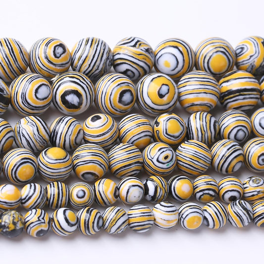 Yellow Peacock Turquoise Stone Beads Gemstone Round Crystal Energy Jade Beads Stone Beads for Jewelry Making DIY Bracelet Necklace Jewelry Making 1 Strand 15.5inch 60PCS 6MM