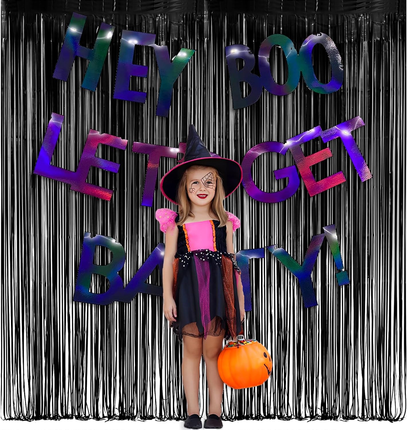 Black Tinsel Backdrop Curtain - GREATRIL Tinsel Curtain Party Backdrop Streamers for Wizard Birthdays/Stranger Theme/Doorway/Halloween Decorations Party - 2 Packs