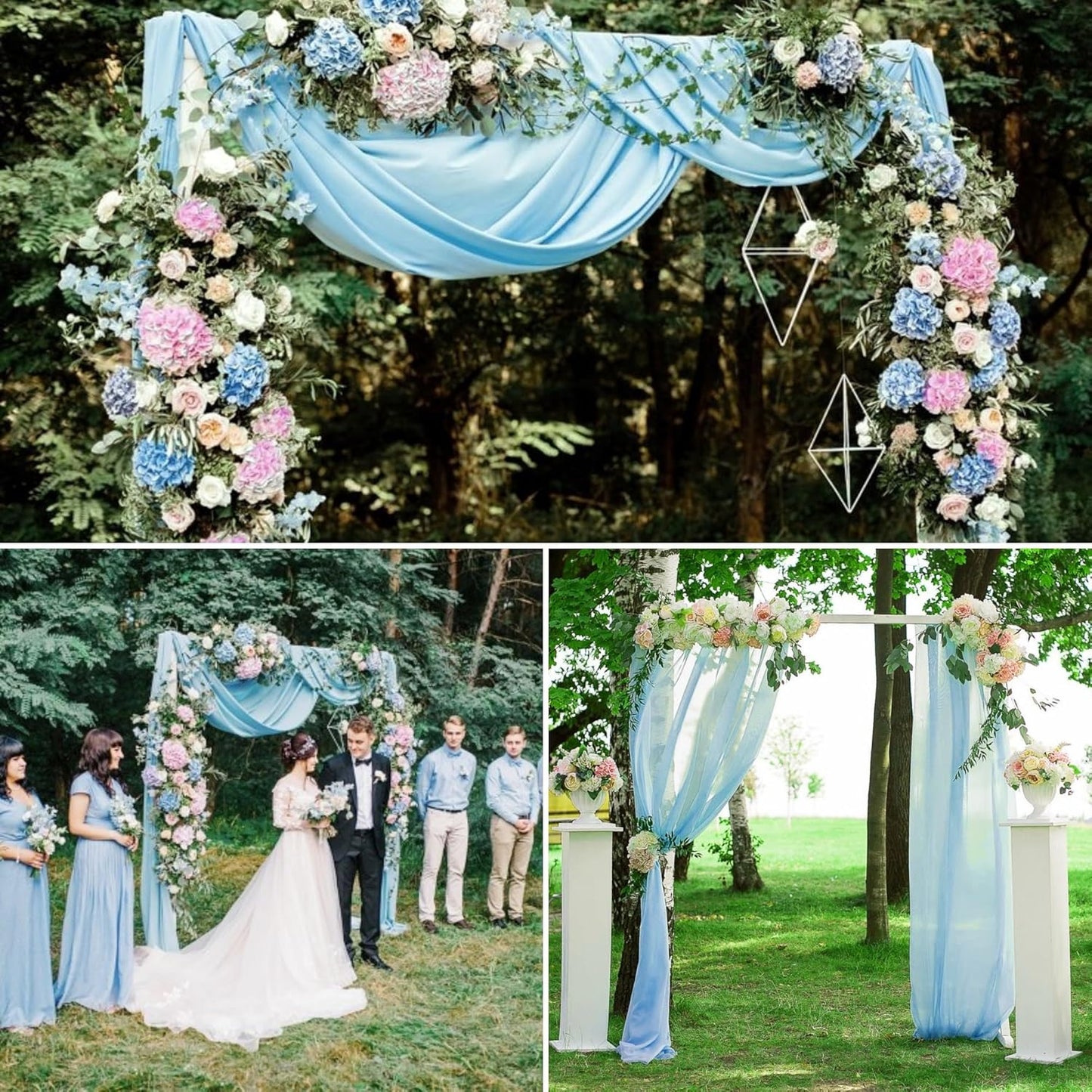 6 Panels Wedding Arch Drapery Baby Blue 28"x20Ft Wedding Arch Draping Fabric Chiffon Fabric Drape Sheer Backdrop Curtain for Weddings Party Swag Ceremony Birthday Arbor Drapery Reception Ceiling Décor