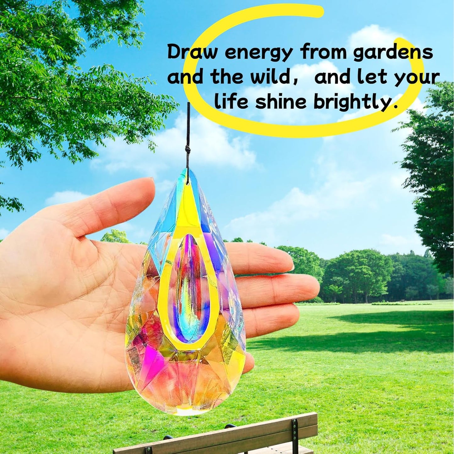 2 Pack Hanging Droplet Shape Chandelier Crystal Prisms（4.6‘’*2.1‘’） - Suncatcher Pendants for Windows, Chandelier Parts, Rainbow Maker - Create Colorful Light Reflections for Home, Garden, Christmas