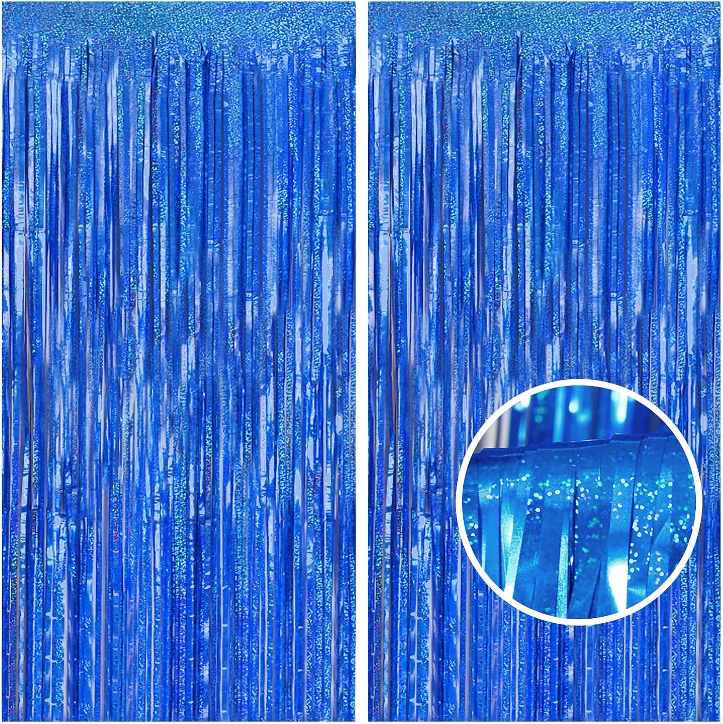 Melsan 2 Pack 3.2 ft x 8.2 ft Tinsel Foil Fringe Curtains Backdrop, Sparkle Metallic Tinsel Foil Curtains for 4th of July Independence Day Patriotic Decorations Party Photo Booth Props, Navy