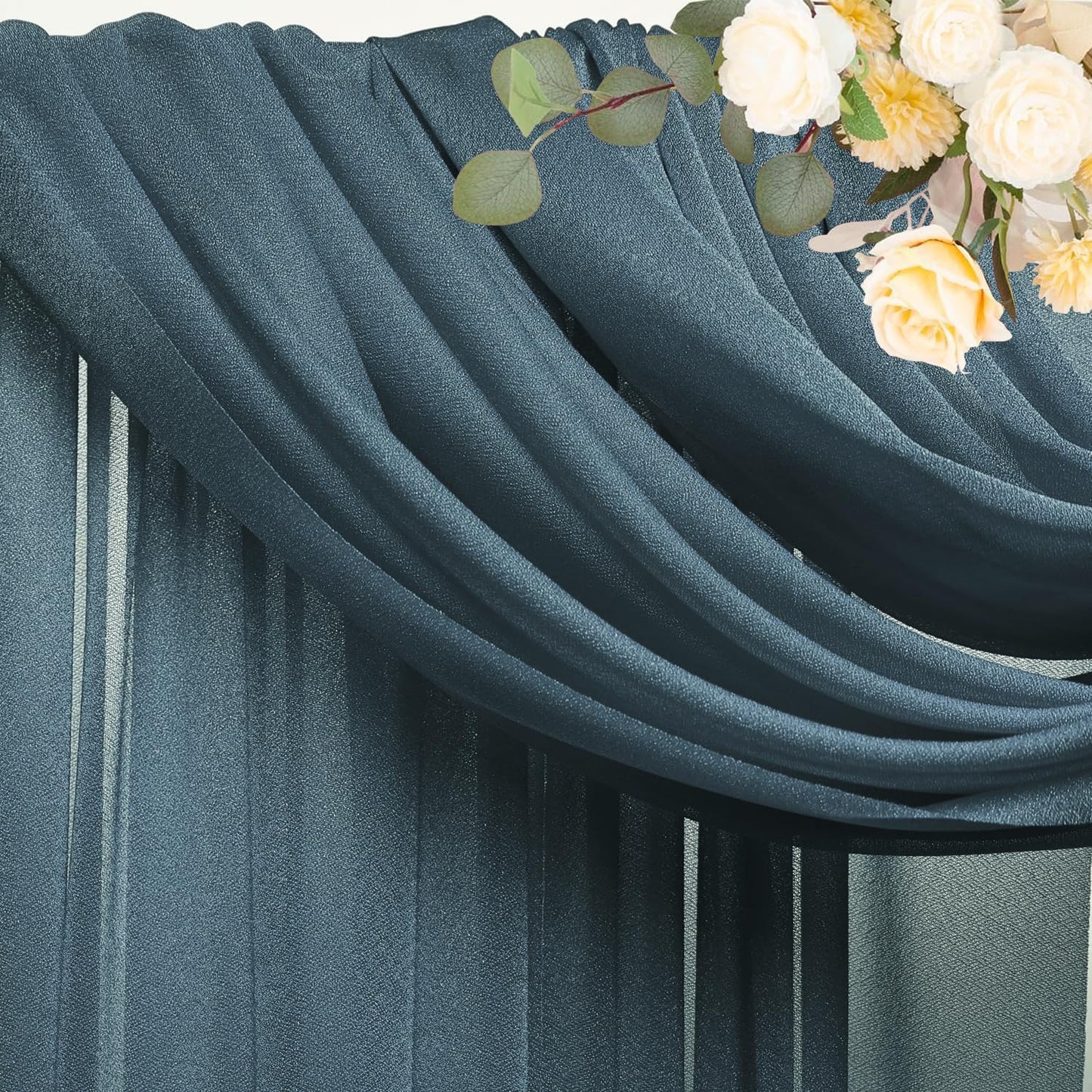 Wokceer Wedding Arch Draping Fabric Grey Blue 6 Panels 28.7" x 20FT Sheer Drapes Backdrop Arch Draping Fabric for Wedding Ceremony Birthday Party Bridal Shower Decoration
