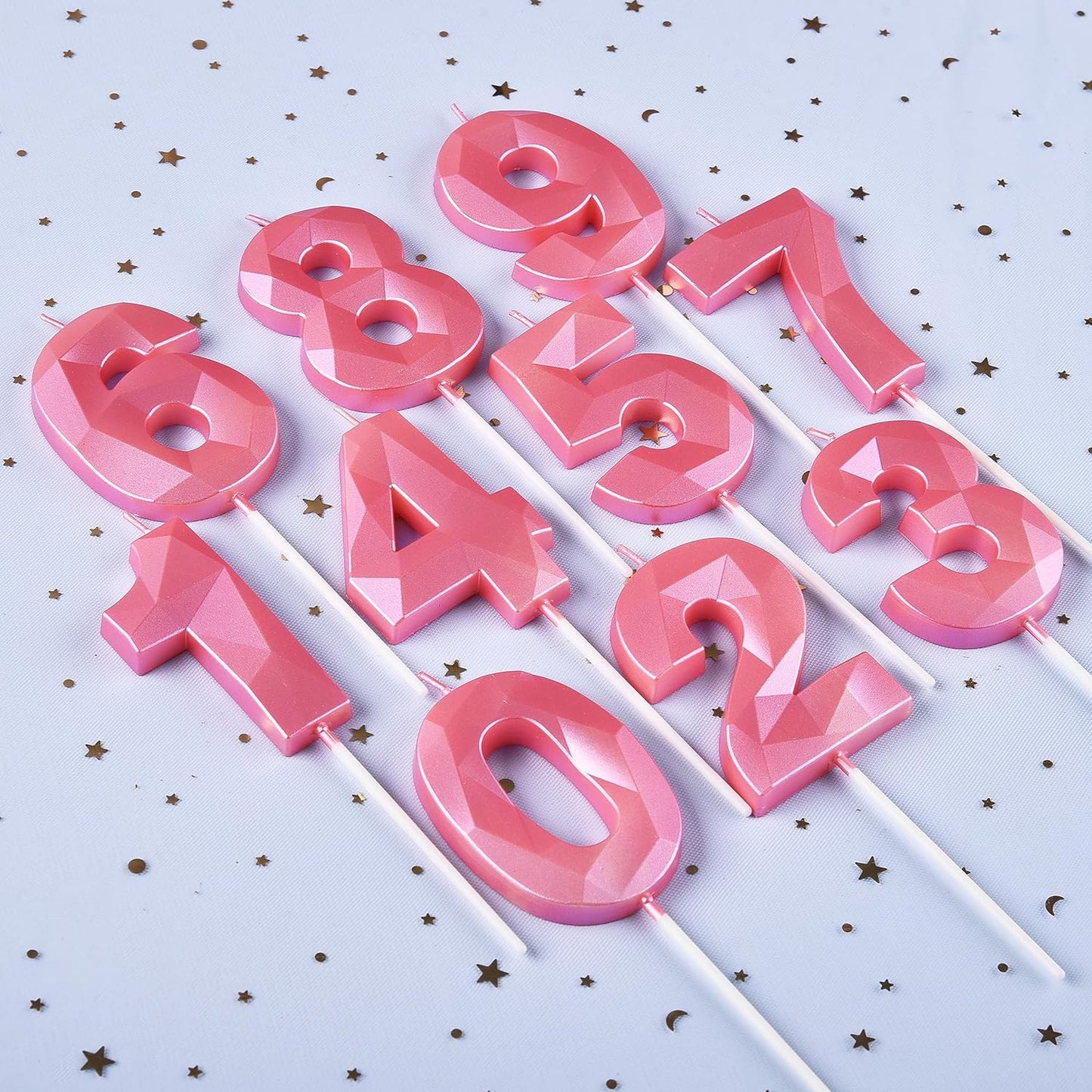PHD CAKE 2.76 Inch Crystal Pink 9 Number Birthday Candles, Pink Number Candles, Cake Number Candles, Party Celebration