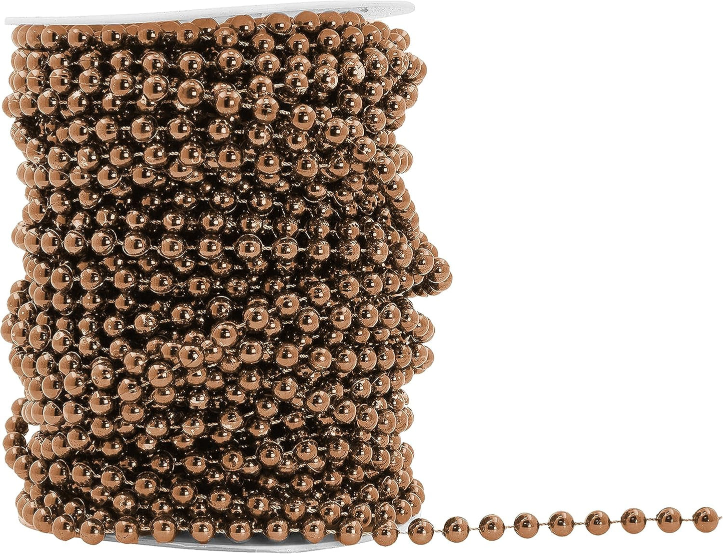 Mandala Crafts 6mm Faux Brown Pearl Beads Roll - 27 Yards Strand of Fake Pearls Chain Garlands Spool String for Christmas Tree, Wedding, Party, Vases, DIY Decoration