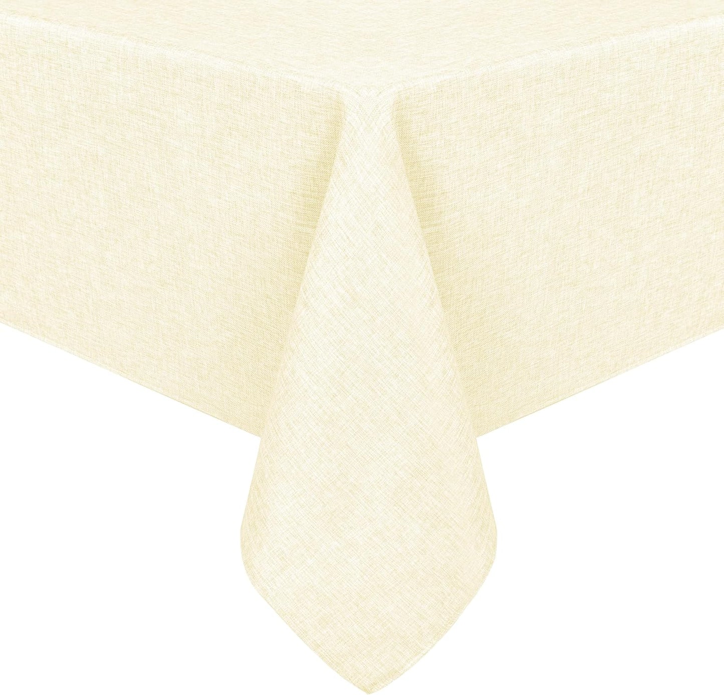 Hiasan Faux Linen Rectangle Tablecloth - Wrinkle and Stain Resistant Washable Table Cloth for Kitchen Dining Room Holiday Table Cover for Dinner, Champagne, 60 x 102 Inch