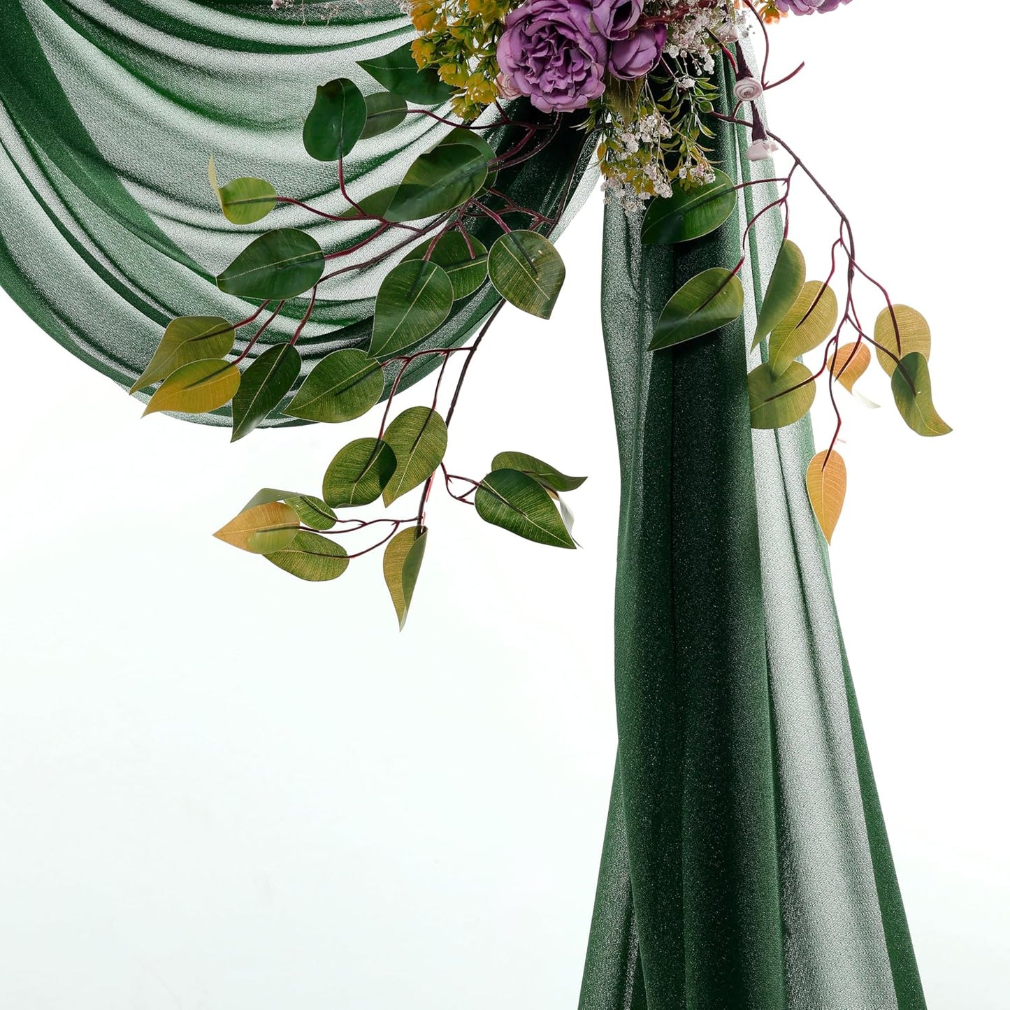 VDS Pack of 1 Panel (30 Inch X 100 Feet) Wedding Arch Draping Fabric Sheer Chiffon Fabric Drapery for Wedding Ceremony Reception Swag Backdrop Canopy Chuppah ARBO Altars Decoration (Hunter Green)