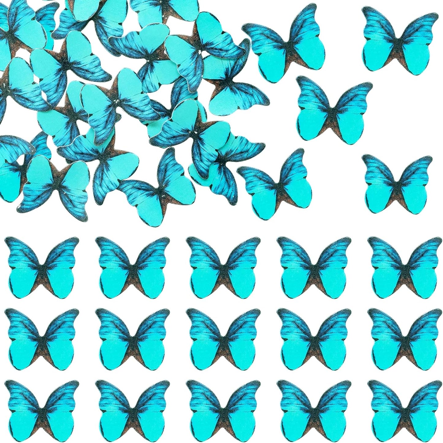 Ephlyn 48Pcs Edible Butterfly Cupcake Toppers Cute 3D Butterfly Cake Picks for Butterfly Theme Baby Shower Bridal Shower Boys Girls Birthday Party Cake Decorations Supplies Green