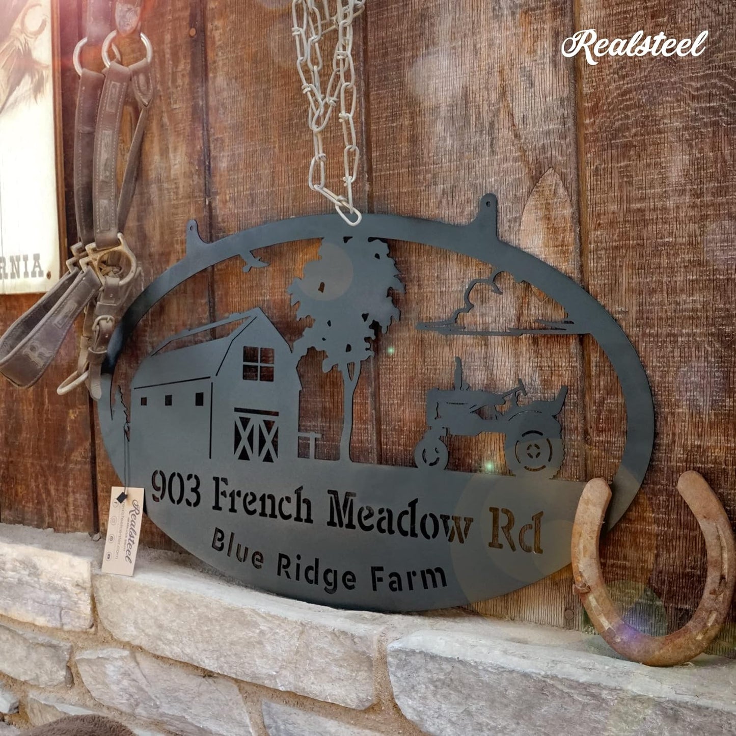 RealSteel Personalized Farm Sign - Custom Design Metal Family Name Sign - Weather & Rust Resistant - Rustic Charm - Choose Your Design - Home Decor - Outdoor Customized Sign for Ranch House