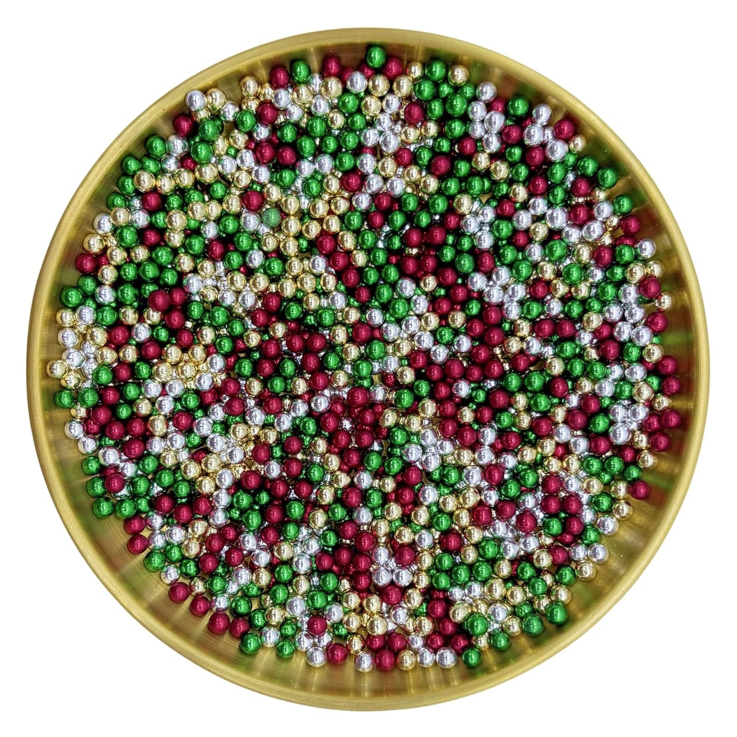 Edible Christmas Mixed Colour Pearl Sugar Sprinkles Candy 4mm Mini Pearls Cake Decorations Cupcake Toppers Cookie Decorating Perfect for Wedding Party Valentine Halloween Christmas Supplies 3OZ