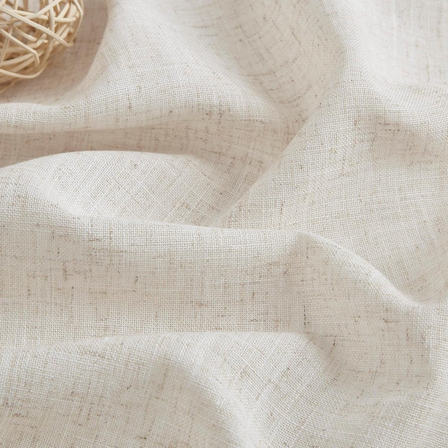 Vision Home Natural Pinch Pleated Semi Sheer Curtains Textured Linen Blended Light Filtering Window Curtains 84 inch for Living Room Bedroom Patio Pinch Pleat Drapes with Hooks 1 Panel 84" Wx84 L