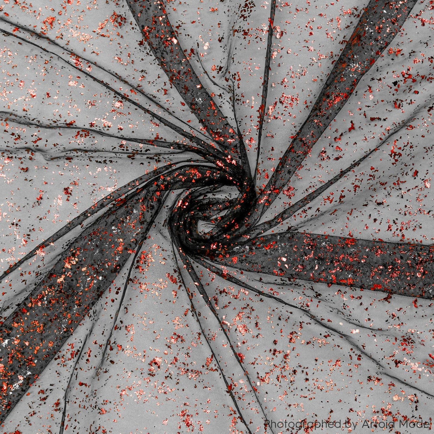 Artoid Mode Black Red Gold Gauze Table Runner 120 Inch 10FT, Glitter Metallic Foil Sheer Dining Wedding Anniversary Holiday Table Decor for Home Party