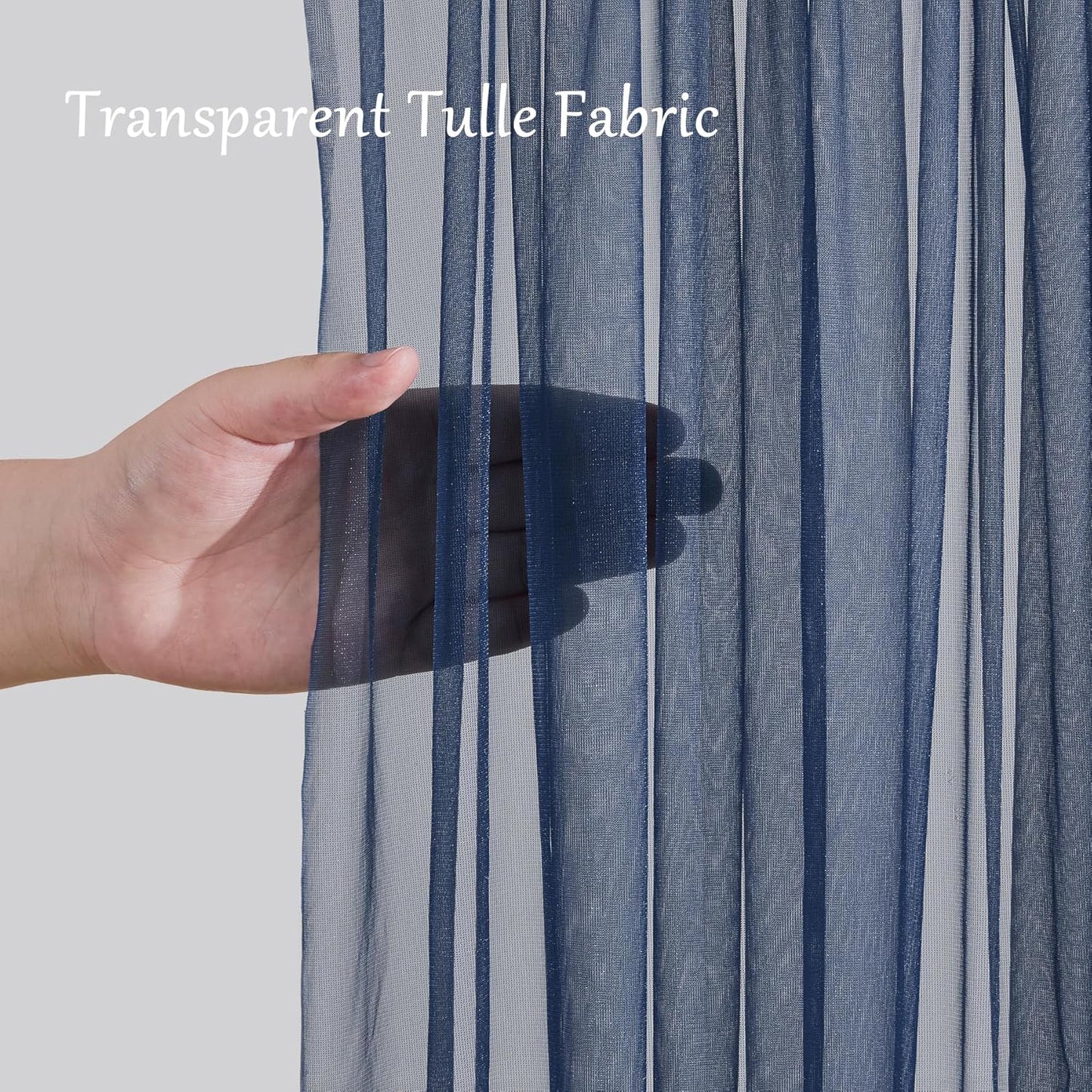 10ft X 10ft Navy Blue Tulle Backdrop Curtain for Parites, Sheer Backdrop Curtains Fabric Drapes for Wedding Ceremony Arch Party Stage Decorations