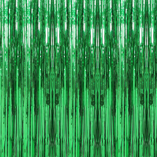 6 Pack Green Foil Fringe Curtains Streamers Party Decorations 3.3 x 8.2 ft, Tinsel Curtain Fringe Backdrop for Parties, Door Fringe Birthday Streamers, Photo Booth Backdrops, Party Decor