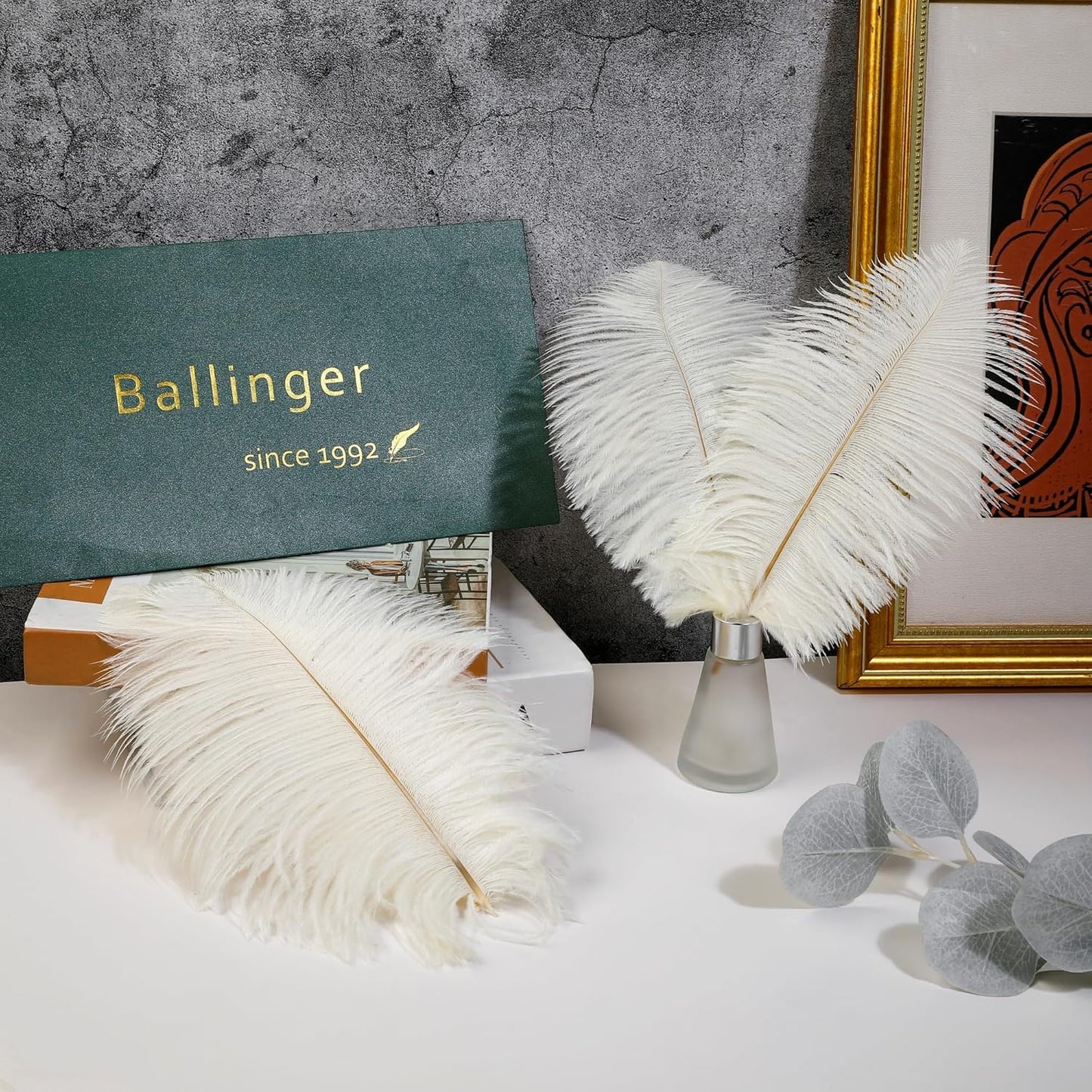 Ballinger Beige Big Ostrich Feathers - 12Pcs 14-16inch Large Ostrich Feathers for Vase,Wedding Party Centerpieces and Holiday Home Decor