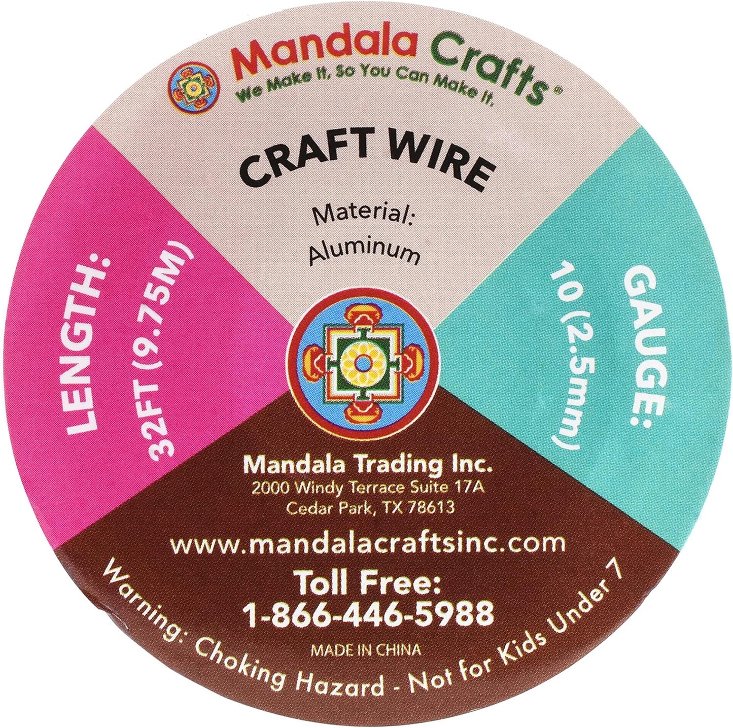 Mandala Crafts 10 Gauge Anodized Aluminum Craft Wire for Jewelry Making - 32 FT Colored Flexible Light Brown Wire - Bendable for Bonsai Armature Crafting Sculpting