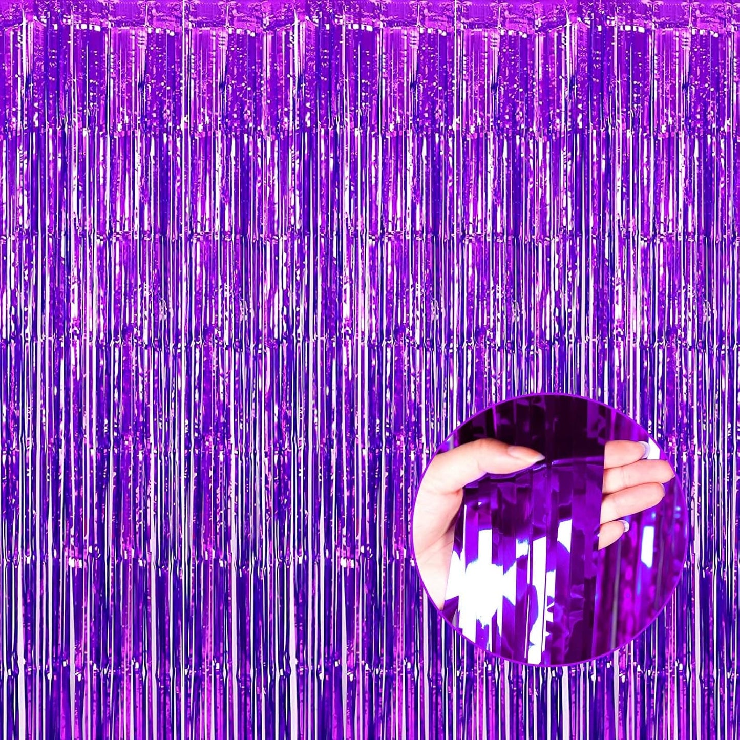 4 Pack Purple Foil Fringe Curtain Backdrop, 3.28Ft x 8.2Ft Metallic Tinsel Foil Fringe Streamer for Party, Photo Booth Props, Birthday, 2022 Graduation Decoration Party Supplies