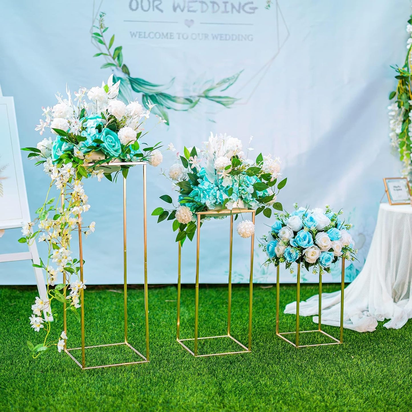 Gold Flower Stand for Table: 31.5” Tall Centerpiece Stand for Wedding Table Reception Floral Center Pieces with Home Decoration Party Event 2 PCS