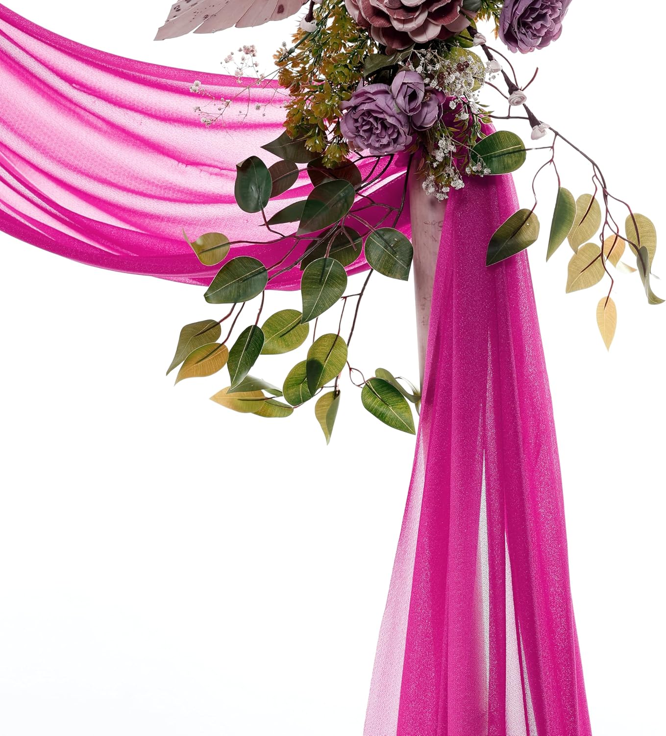 VDS Pack of 2 Panel (30 Inch X 40 Feet) Wedding Arch Draping Fabric Sheer Chiffon Fabric Drapery for Wedding Ceremony Reception Swag Backdrop Canopy Chuppah ARBO Altars Decoration (Magenta)