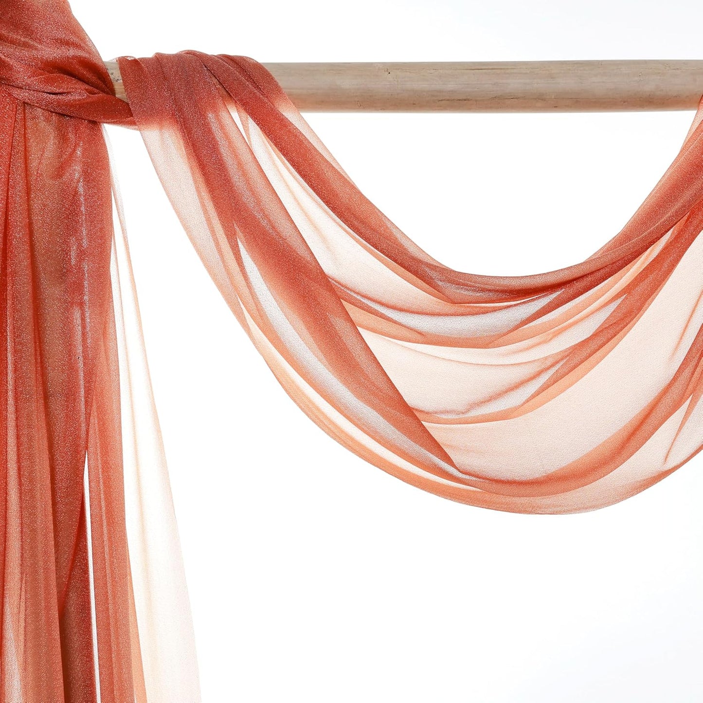 VDS Pack of 1 Panel (30 Inch X 50 Feet) Wedding Arch Draping Fabric Sheer Chiffon Fabric Drapery for Wedding Ceremony Reception Swag Backdrop Canopy Chuppah ARBO Altars Decoration (Terracotta)