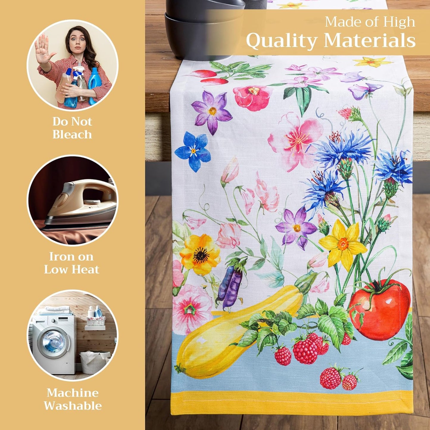 Maison d' Hermine Table Runner 100% Cotton Single Layer Table Runners 72 inches Long Decorative for Home Kitchen Dining Party Baby Shower Wedding Bridal Shower Spring Summer (Giverny, 14.50" x 72")