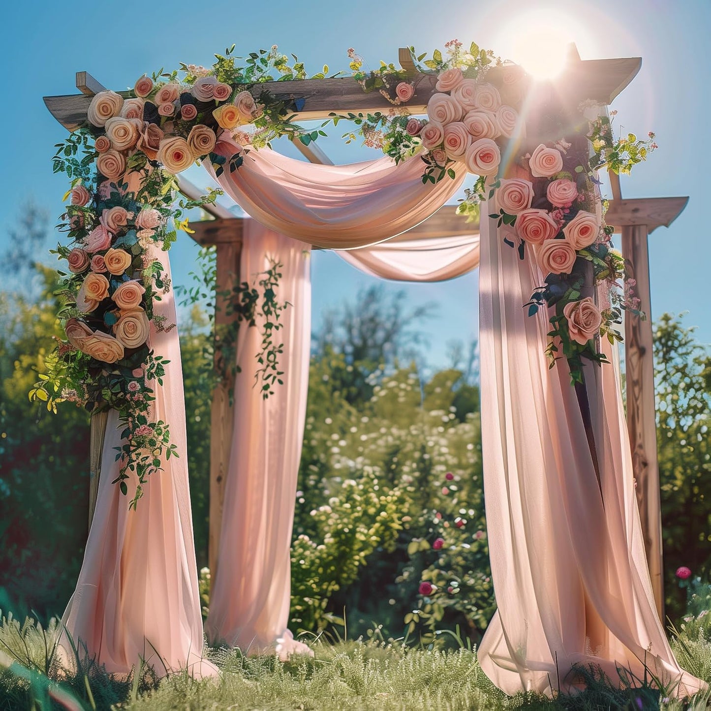 Wedding Arch Draping Fabric 1 Panel 28.7" x 20FT Dusty Rose Sheer Chiffon Backdrop Drapes for Wedding Ceremony Birthday Party Bridal Shower Outdoor Decoration