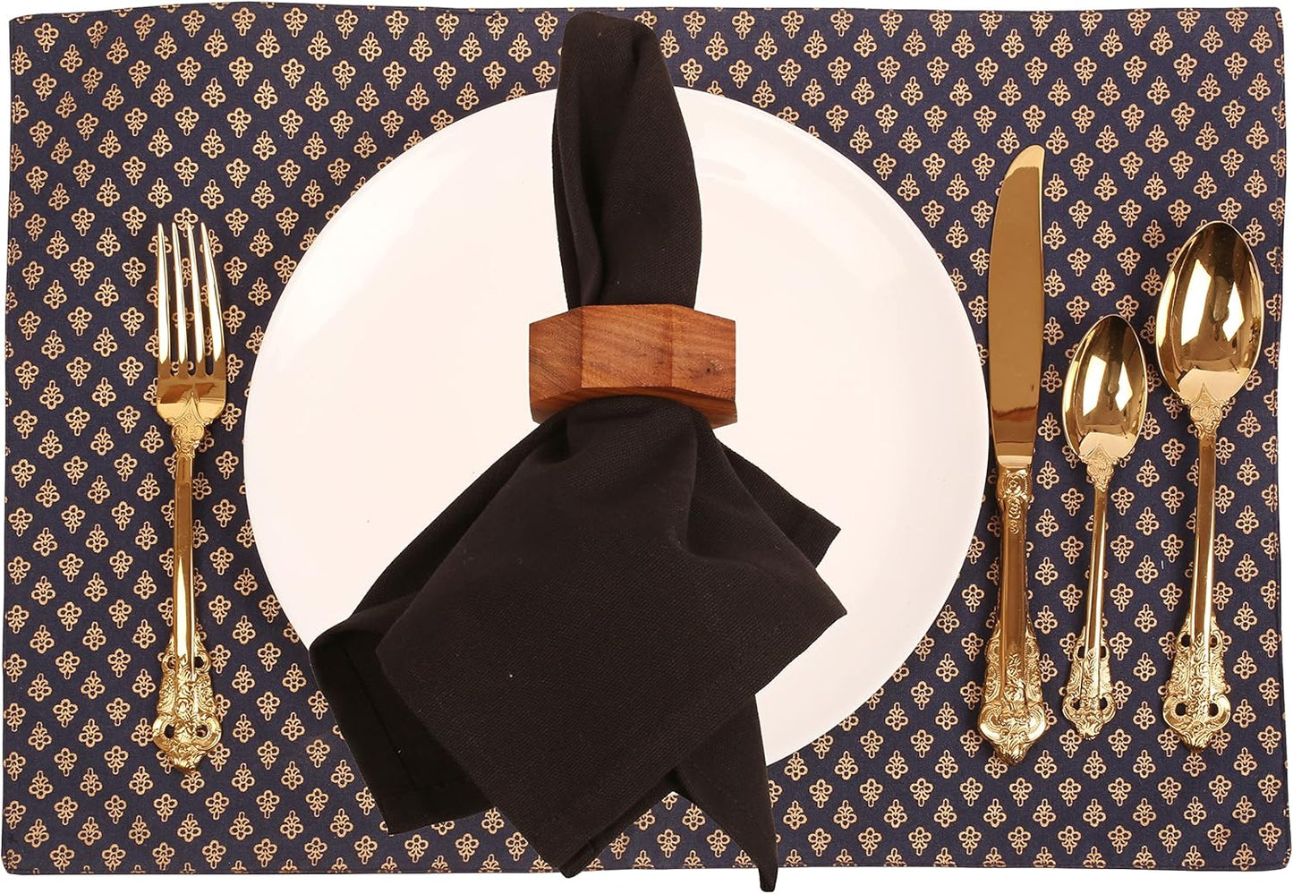 Finely Handcrafted Natural Wood Geometric Pentagon Shape Large Size Party Dining Table Napkin Holders in Natural Tone. (Set of 6).