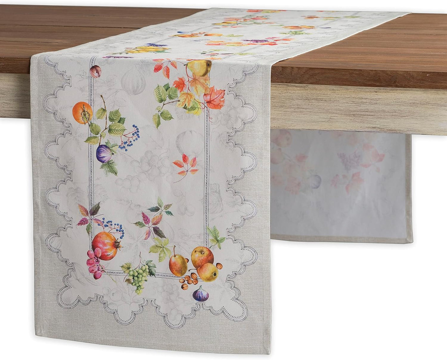 Maison d' Hermine Table Runner 100% Cotton Single Layer Table Runners 90 inches Long for Thanksgiving Christmas Decorations Home Kitchen Dining Party Wedding (Fruit D'Hiver, 14.5" x 90")