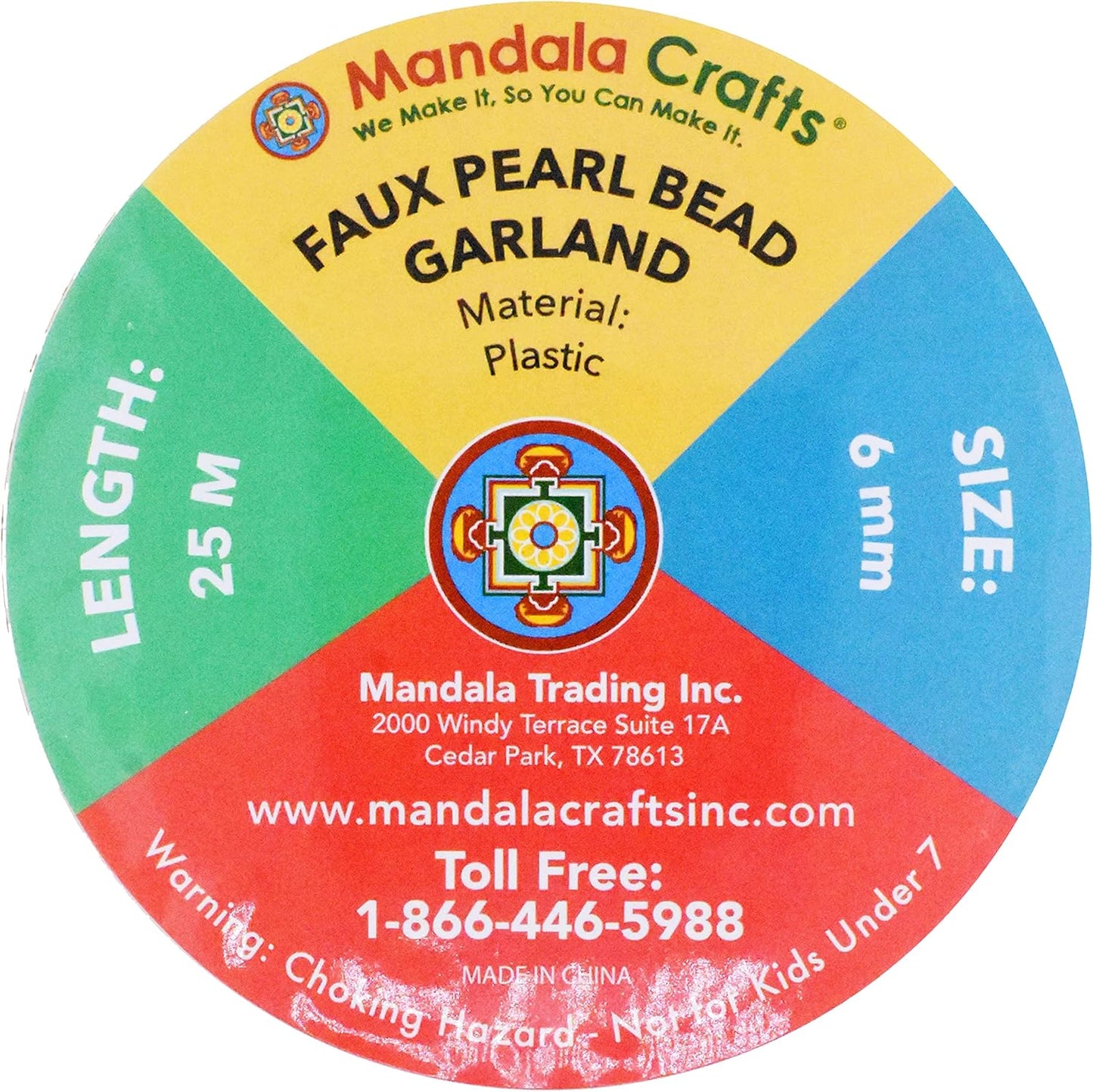 Mandala Crafts 6mm Faux Purple Pearl Beads Roll - 27 Yards Strand of Fake Pearls Chain Garlands Spool String for Christmas Tree, Wedding, Party, Vases, DIY Decoration