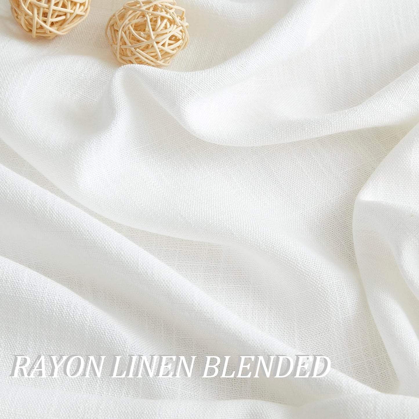 Vision Home White Pinch Pleated Semi Sheer Curtains Textured Light Filtering Window Curtains for Living Room Bedroom Rayon Blended Pinch Pleat Drapes with Hooks 2 Panels 40" Wx63 L