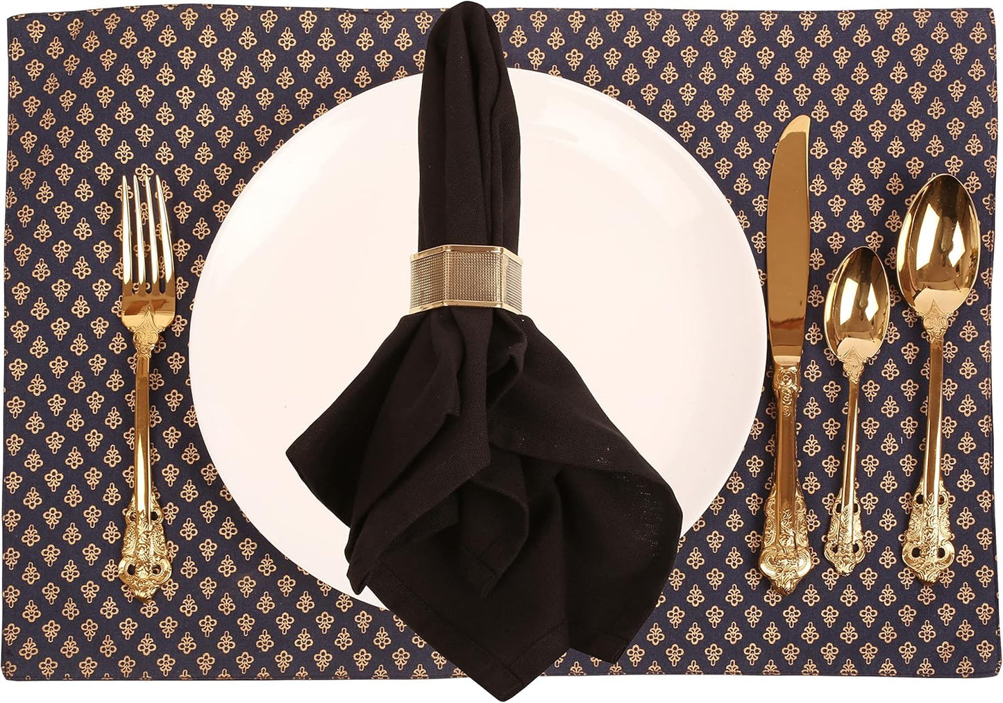 Brass Base Artistic Handcrafted Beautiful Geometric Hexagon Shape Large Size Party Dining Table Napkin Holders in Antique Gold Tone. (Set of 6).