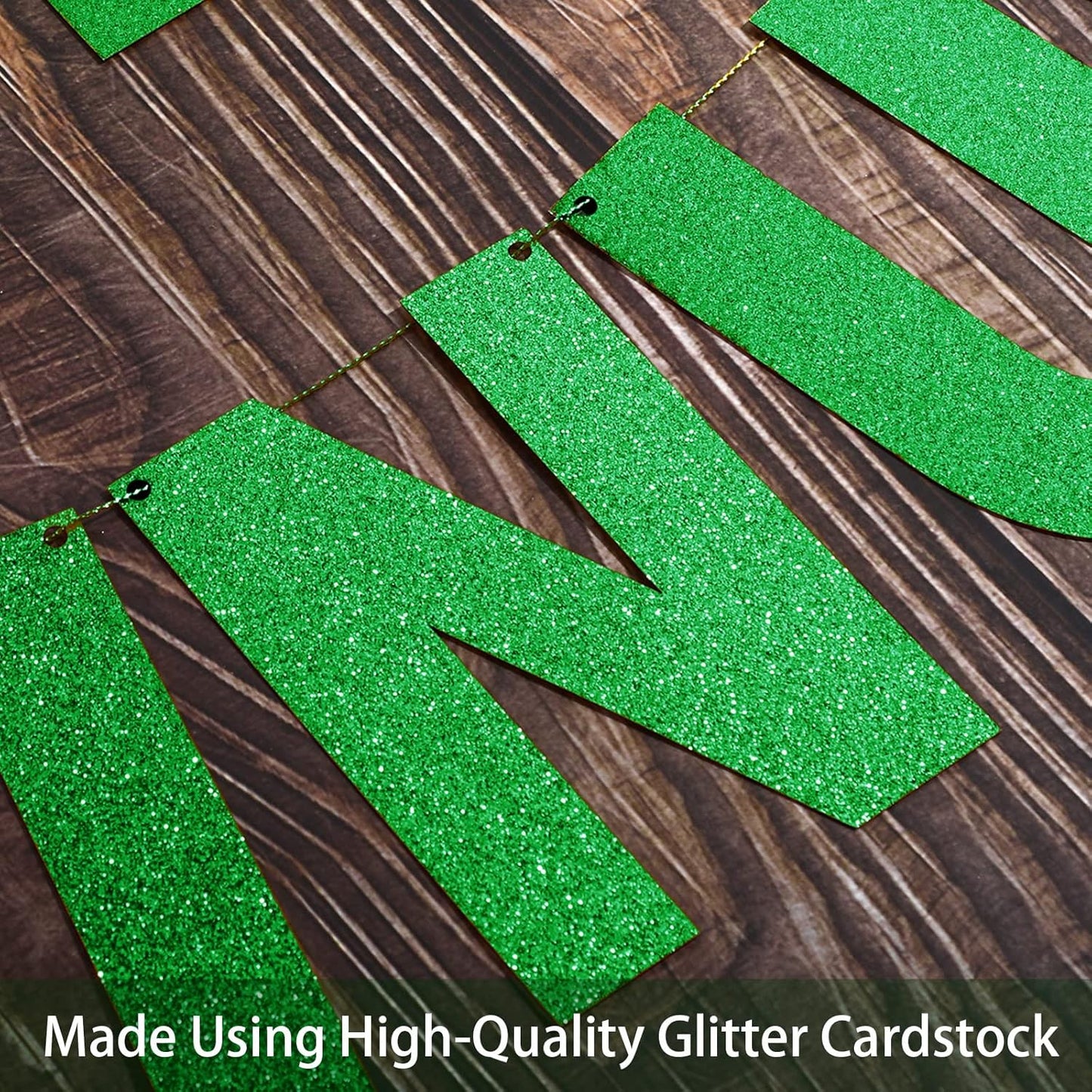 TaoBary 112 Pcs DIY Letter Custom Banner Glitter Customizable Banner Kit Including 107 Letters and Numbers 3 Rope for Valentine Birthday Party(Green)