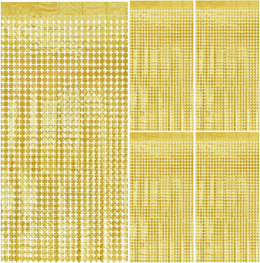Gold Curtains Fringe Backdrop, Golden Streamers Party Decorations for Birthday, New Year's Eve, Prom Decorations,Bachelorette Party, Anniversary Celebration, Wedding, Cocktail Parties, Communion