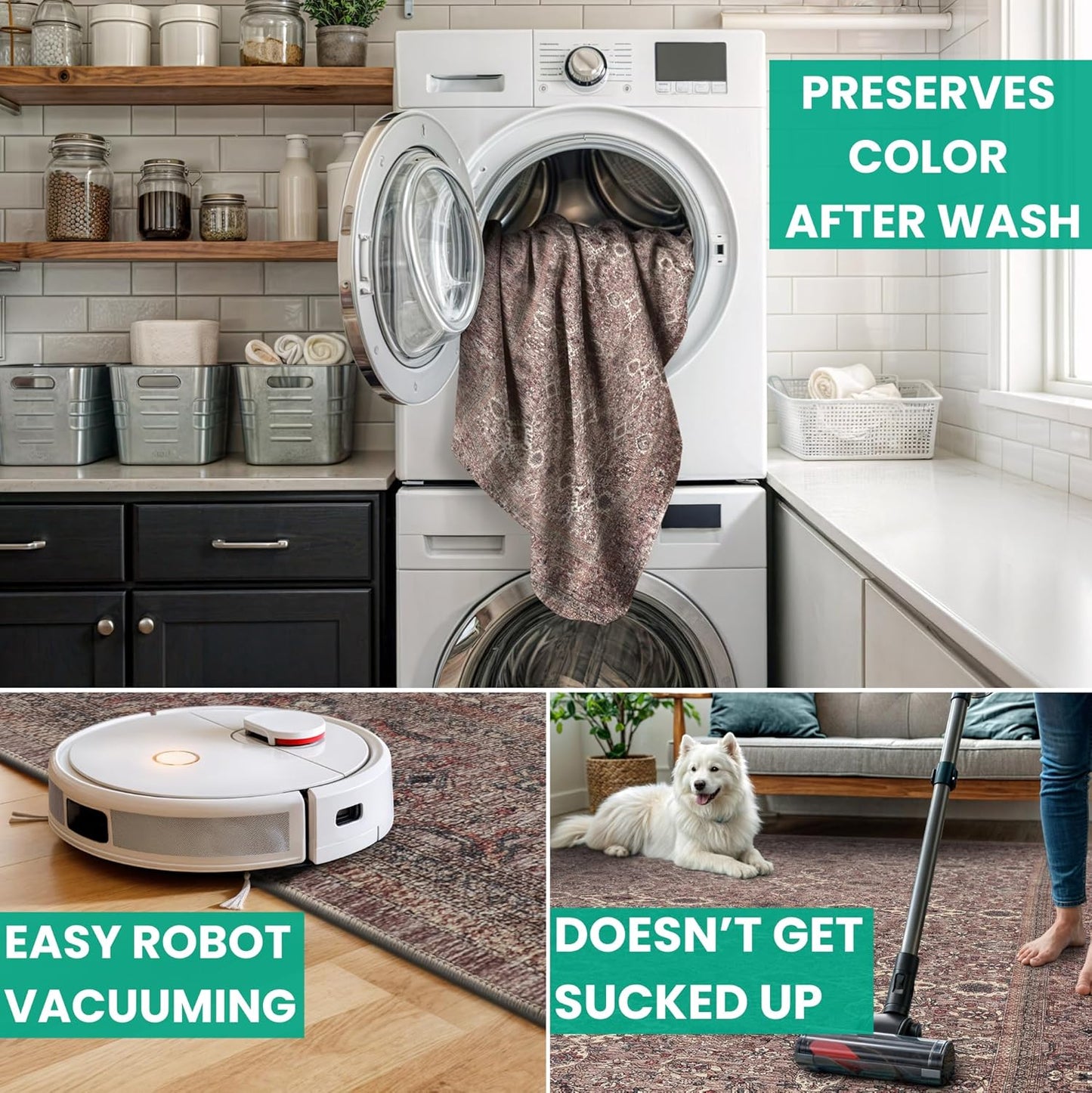 Bloom Rugs Washable Non-Slip 9' x 12' Rug - Beige Traditional Bordered Area Rug for Living Room, Bedroom, Dining Room, and Kitchen - Exact Size: 9' x 12'