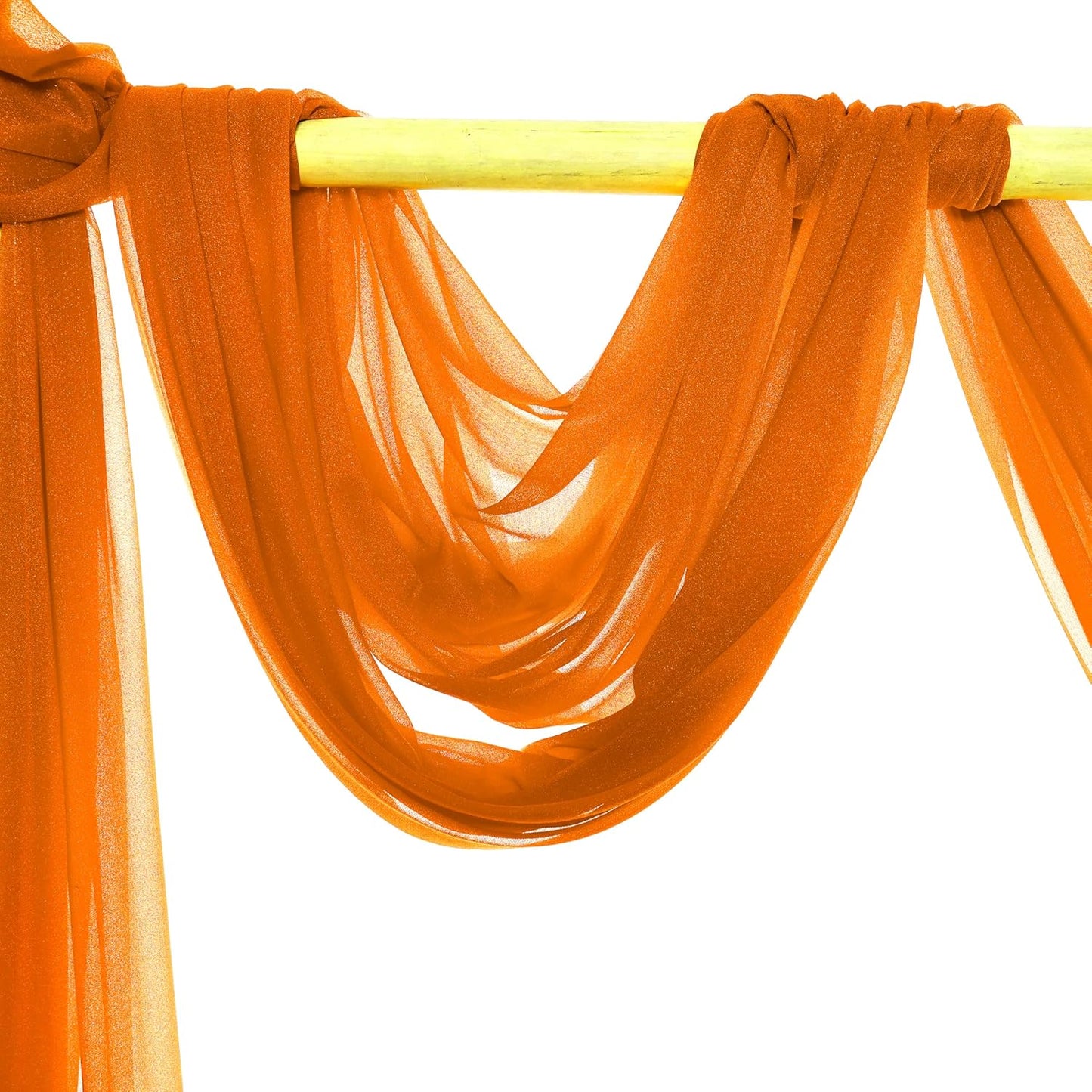 VDS Pack of 1 Panel (30 Inch X 30 Feet) Wedding Arch Draping Fabric Sheer Chiffon Fabric Drapery for Wedding Ceremony Reception Swag Backdrop Canopy Chuppah ARBO Altars Decoration (Orange)