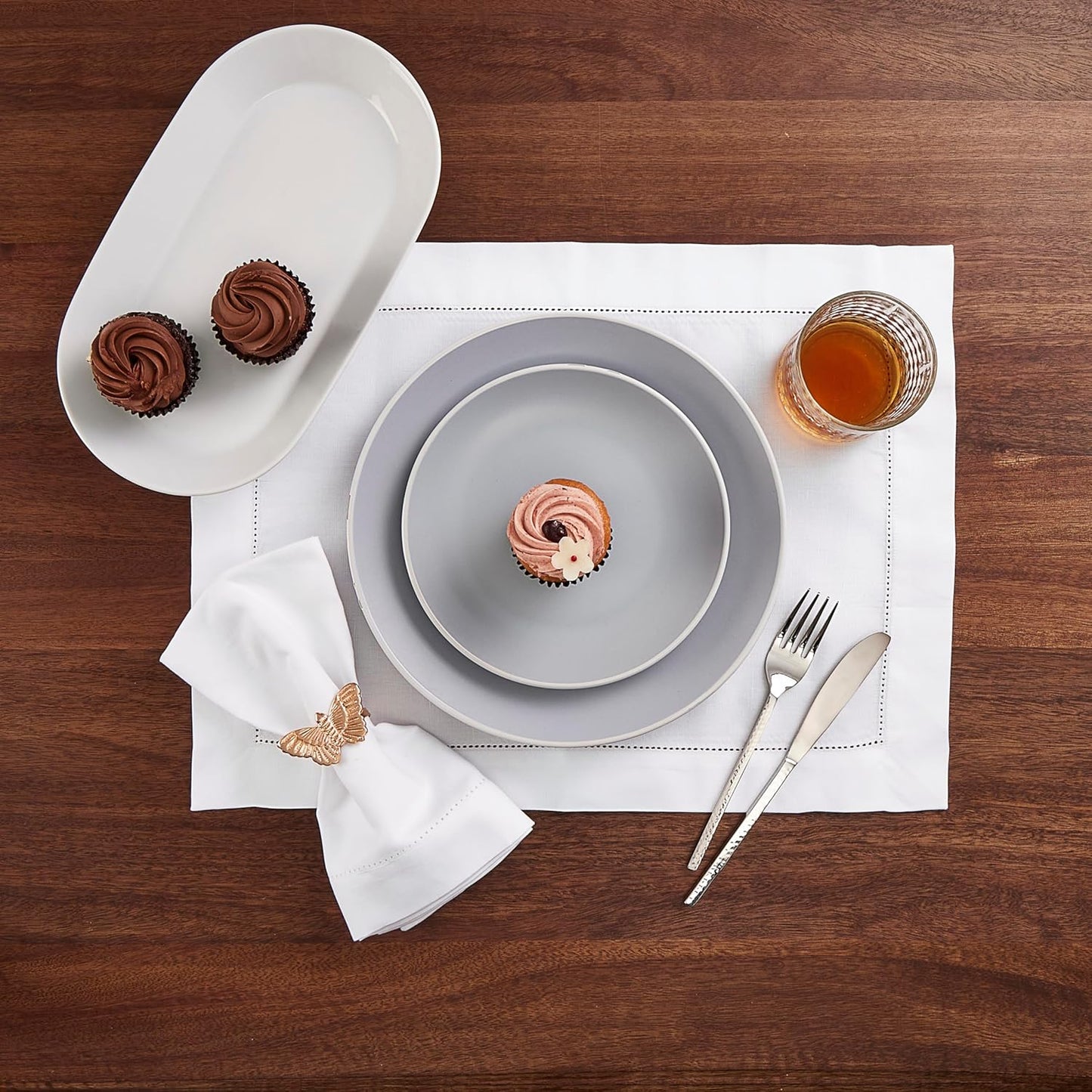 Cotton Linen Cloth Napkins Set of 4 – Hemstitch White Dinner Napkins 20 x 20 Inch – Washable Fabric Napkins for Spring, Summer, Wedding Decoration – Siena